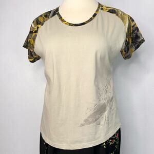 Fishouflage Camo Womens Bass Short Sleeve T-shirt Cream XL